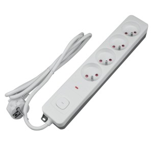 DPM Listwa ochronna z wyłącznikiem 4-gniazdowa 2P+Z biała 1,5 m