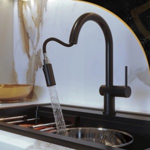 Granitan Bateria kuchenna z wyciąganą wylewką Naya czarna