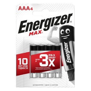 Baterie Energizer Max AAA, opakowanie 4 szt. Bateria alkaliczna do urządzeń o niskim poborze prądu.