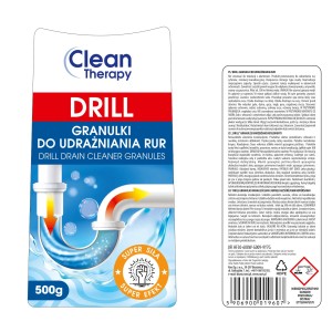 Clean Therapy Drill granulki do udrażniania rur, 500g. Środek do czyszczenia rur.