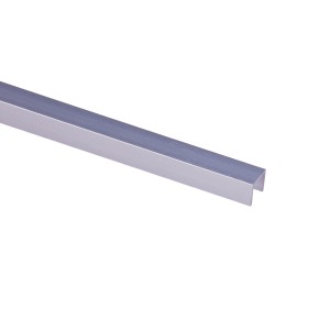 Srebrny profil aluminiowy U, 13x16x2000 mm, do budowy i konstrukcji.