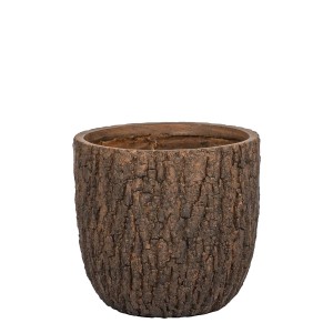 Doniczka t.b.t. z efektem kory drzewa, brązowa.