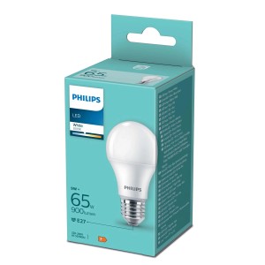 Opakowanie żarówki LED Philips E27, 9W, odpowiednik 65W, 900 lumenów.