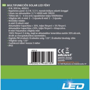 Düwi Lampa solarna LED TALENT 8W 4000K 950lm IP65 czarna