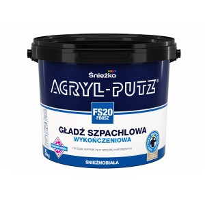 Wiadro gładzi szpachlowej Śnieżka Acryl-Putz FS20 Finish, do ścian i sufitów.