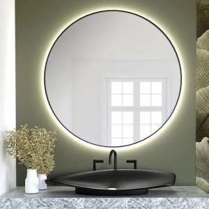Lustro LED Bright Round Czarne Neutralne 100x100 cm