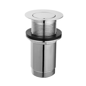 Błyszczący chromowany korek umywalkowy.