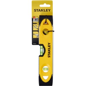 Żółta poziomica Stanley Torpedo (23 cm) z tworzywa/aluminium z trzema libellami.