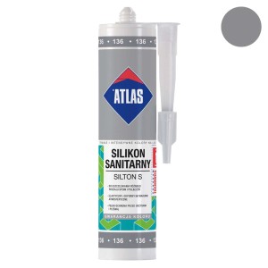 Karta silikonu sanitarnego, szary, Atlas.