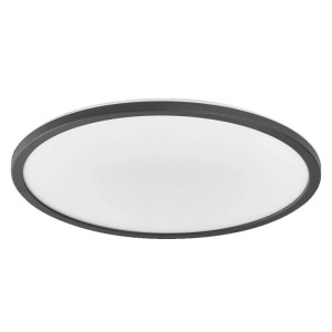 Okrągła czarna lampa panelowa LED Osram Smart Orbis Ultra Slim z białym dyfuzorem, RGBTW, ściemnialna.