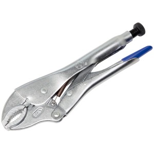 Zaciskarka LUX Gripzange 250 mm Comfort ze stali chromowo-wanadowej, chromowana, z niebieską rączką.