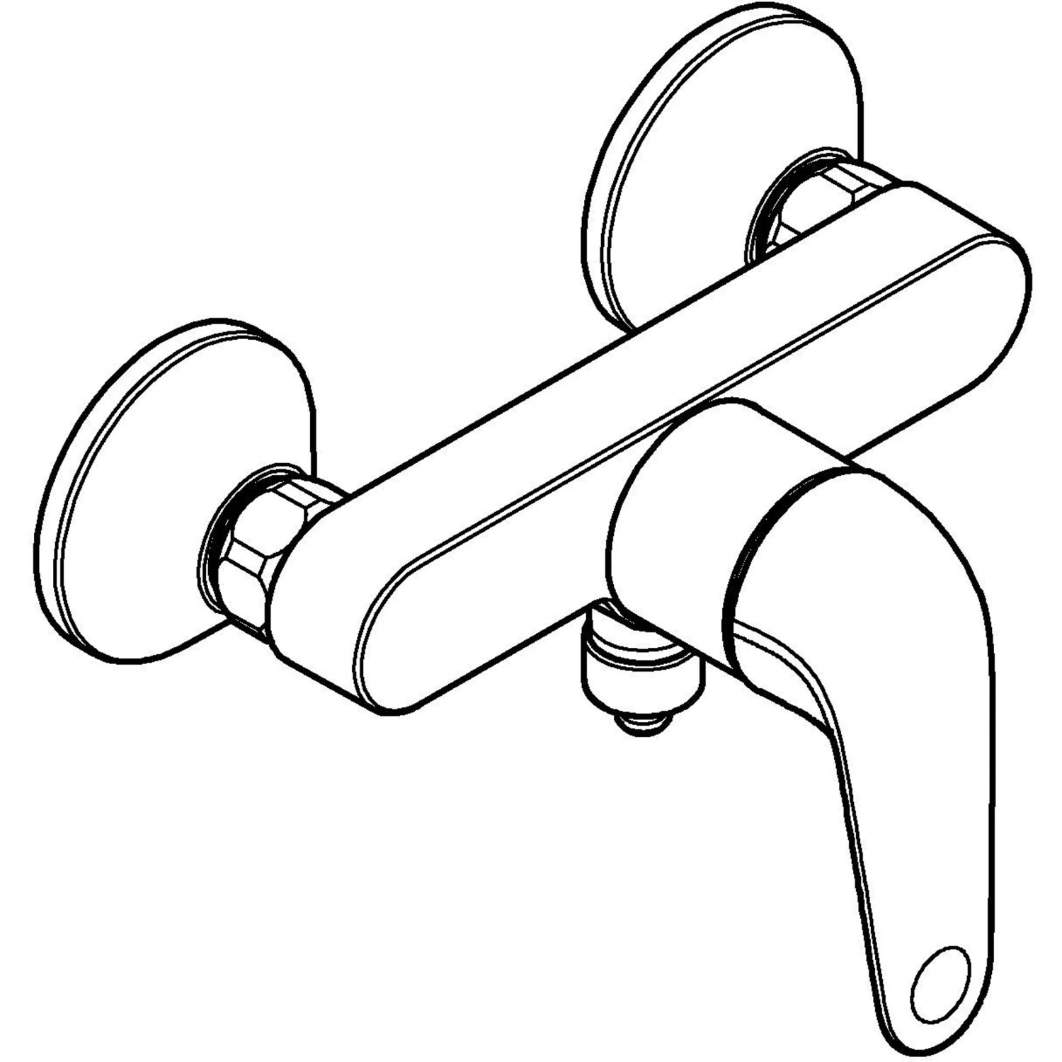 Bateria prysznicowa jednouchwytowa Grohe Swift do prysznica, wygląd chromu, schematyczne przedstawienie.