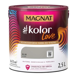 Farba Magnat #kolor Love, Szary, 2,5L, Kolorowe farby do ścian.