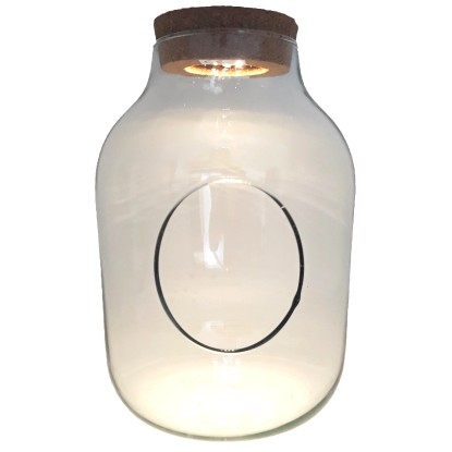 Słój Eco szkło z otworem z korkiem LED 27x19 cm