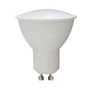 Biała żarówka LED t.b.t. GU10 do użytku wewnętrznego.