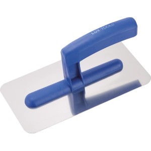Paca gładka LUX Comfort, 220 mm, z niebieską rączką i ostrzem ze stali nierdzewnej do prac glazurniczych i tynkarskich.