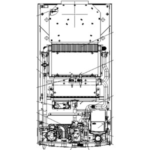 Rysunek techniczny kotła t.b.t. ze szczegółami konstrukcyjnymi.