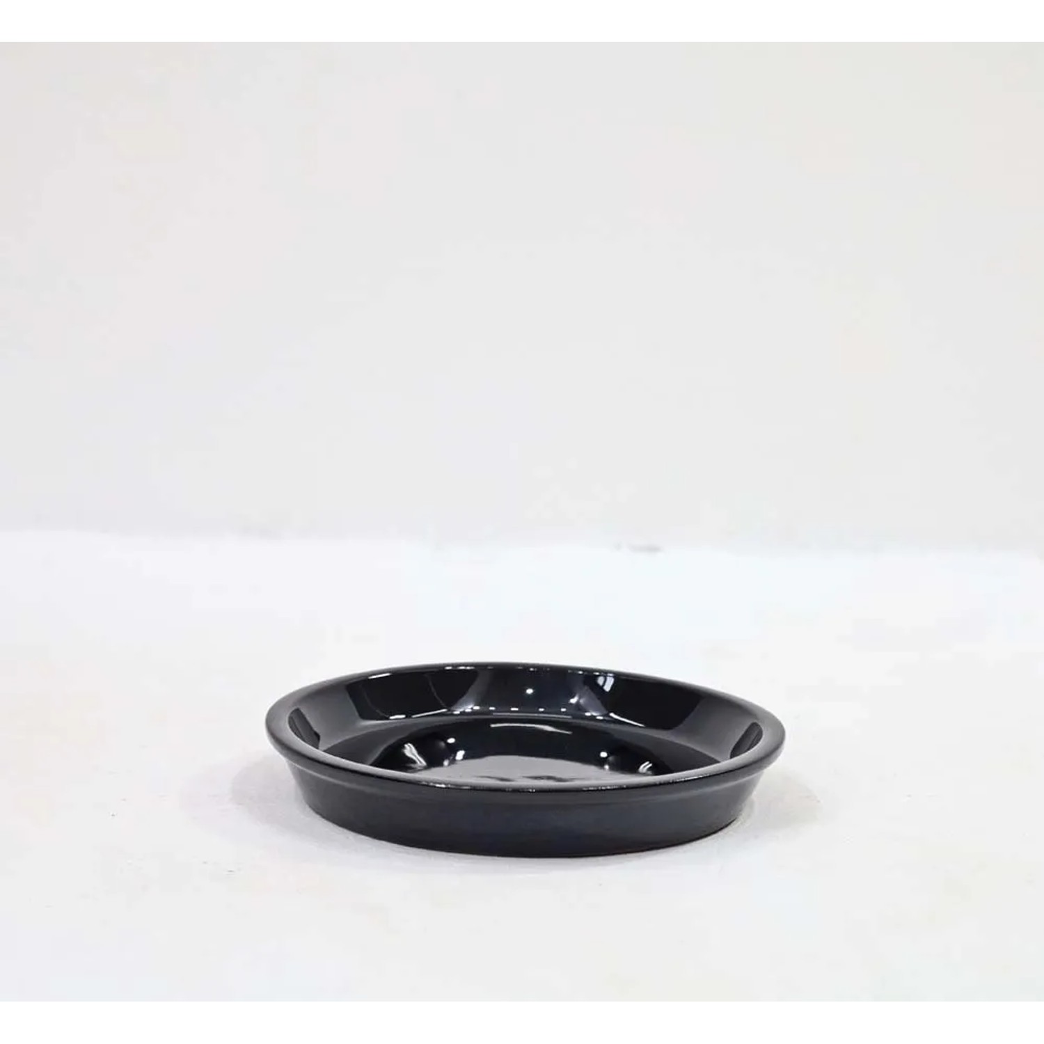 Podstawka ceramiczna szkliwiona czarna - 25 cm