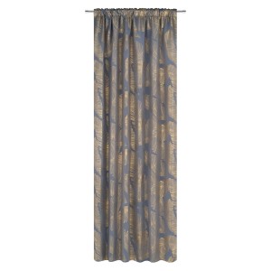 Dekoracyjna zasłona ze złotym wzorem liści do salonu.