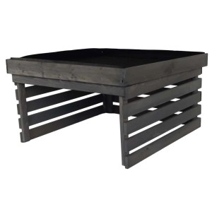 Antracytowa drewniana osłona na akcesoria do kosiarek.