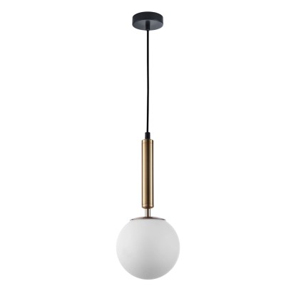 Italux Lampa wisząca RAVENA śr. 15 cm czarno-mosiężna E27