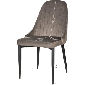 Krzesło t.b.t. z wymiarami: szerokość siedziska 46 cm, głębokość siedziska 47 cm, wysokość oparcia 45 cm, nogi 41 cm.