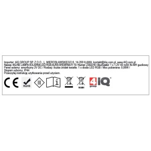 4iQ Lampa solarna AURA RGB śr. 10 cm czarna