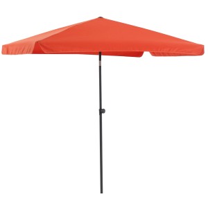 Prostokątny, terakotowy parasol balkonowy Hernando ze stalowym masztem i funkcją push-up.