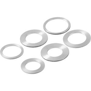 Zestaw pierścieni redukcyjnych LUX Duży, 6-częściowy, do tarcz pilarskich, stal ocynkowana.