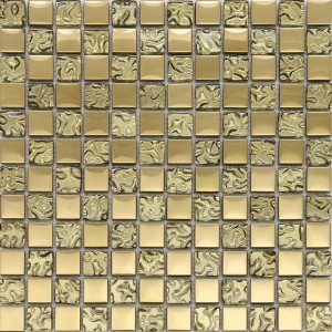 Złote płytki mozaikowe t.b.t. z gładką i teksturowaną powierzchnią do ścian i podłóg.