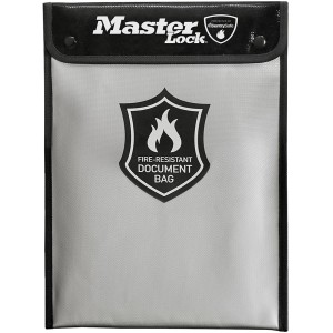 Ognioodporna torba na dokumenty Master Lock, idealna do bezpiecznego przechowywania ważnych dokumentów.