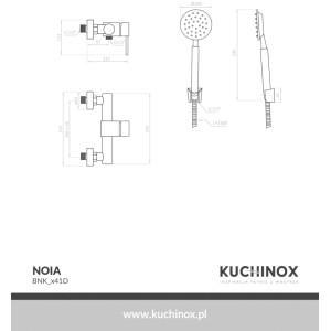 Kuchinox Bateria natryskowa ścienna z zestawu natryskowego Noia chrom