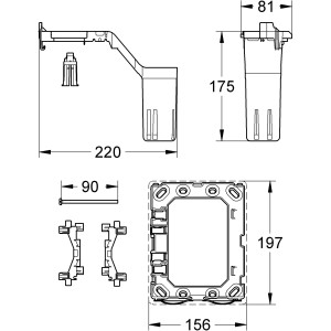 Grohe QuickFix Fresh zestaw do przebudowy spłuczki, rama mocująca i pojemnik na tabletki zapachowe.