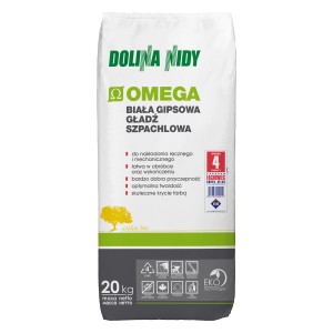 Worek Dolina Nidy Omega, biała gładź gipsowa, 20 kg, do stosowania wewnątrz.