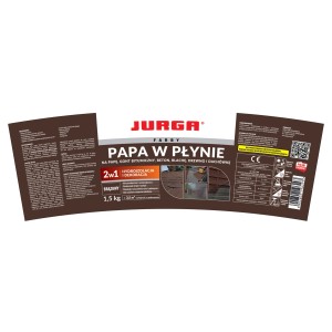Płynna papa Jurga, brązowa, 1,5 kg do bitumu, betonu, blachy i drewna.