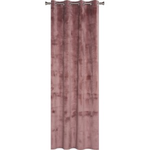 Różowa zasłona z przelotkami do łatwego zawieszenia. Idealna jako dekoracja okna.