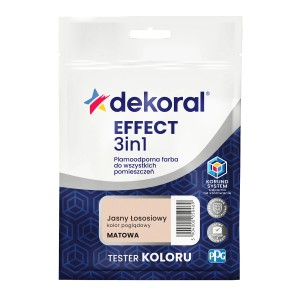 Dekoral Effect 3w1 farba do ścian, próbka koloru jasny łososiowy, matowa.