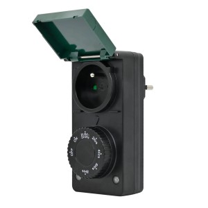 Czarny zegar zewnętrzny z pokrętłem do sterowania w obszarze sterowania domem.