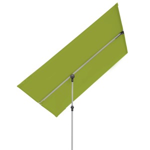 Zielony parasol balkonowy Doppler, 127x177 cm, z korbką ręczną. Idealny na małe balkony.