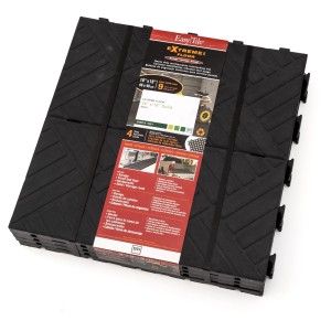 Czarne płytki podłogowe t.b.t. z rowkowanym wzorem, zestaw 4 szt.