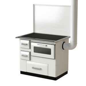 Biały piec na drewno t.b.t. z płytą grzewczą i piekarnikiem. Kategoria: Kotły.