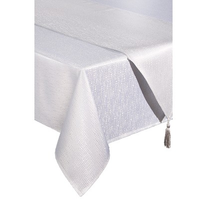 Obrus Noreen biało-srebrny 160 cm x 300 cm