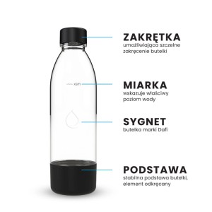 Dafi Butelka do saturatora PushAir Wieloryb czarna - 0,7 l