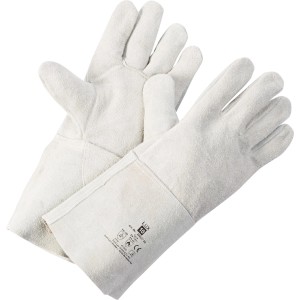 Jasne kolorowe, skórzane rękawice robocze t.b.t. dla optymalnej ochrony podczas pracy.