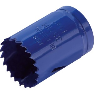 Niebieska otwornica LUX Bi-Metal, Ø 35 mm, do wycinania otworów w drewnie i metalu.