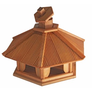 Drewniany karmnik dla ptaków w stylu pagody do ogrodu.