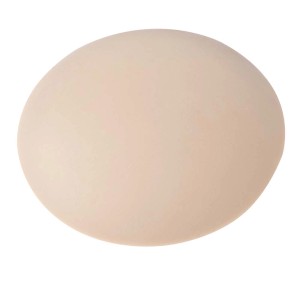 Beżowy, okrągły odbojnik do drzwi podłogowy.