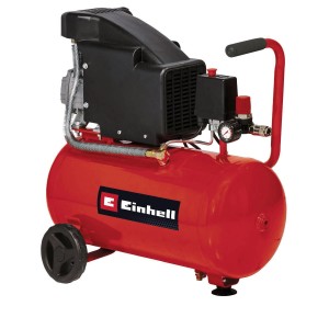 Kompresor Einhell TC-AC 190/24/8, 1500 W, czerwony, z kołami i uchwytem.