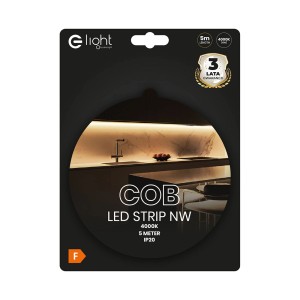 Opakowanie 5m taśmy LED COB NW o temperaturze 4000K, odpowiedniej do oświetlenia kuchni.