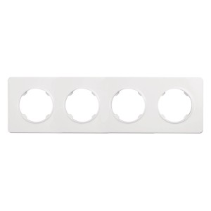 Biała ramka t.b.t. na cztery włączniki/gniazda.